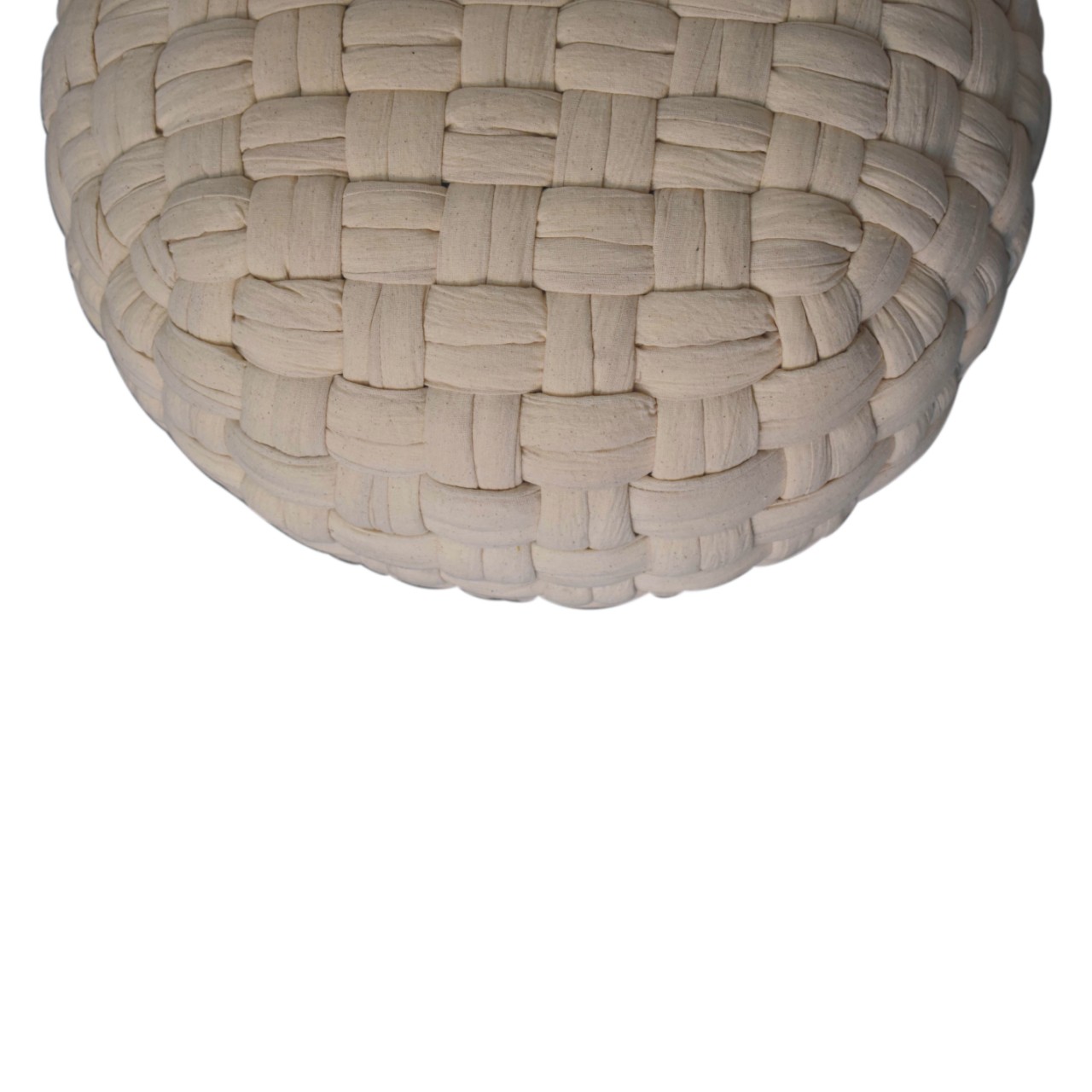 Solid Mango Wood White Cotton Woven Tube Pouffe - Image 6