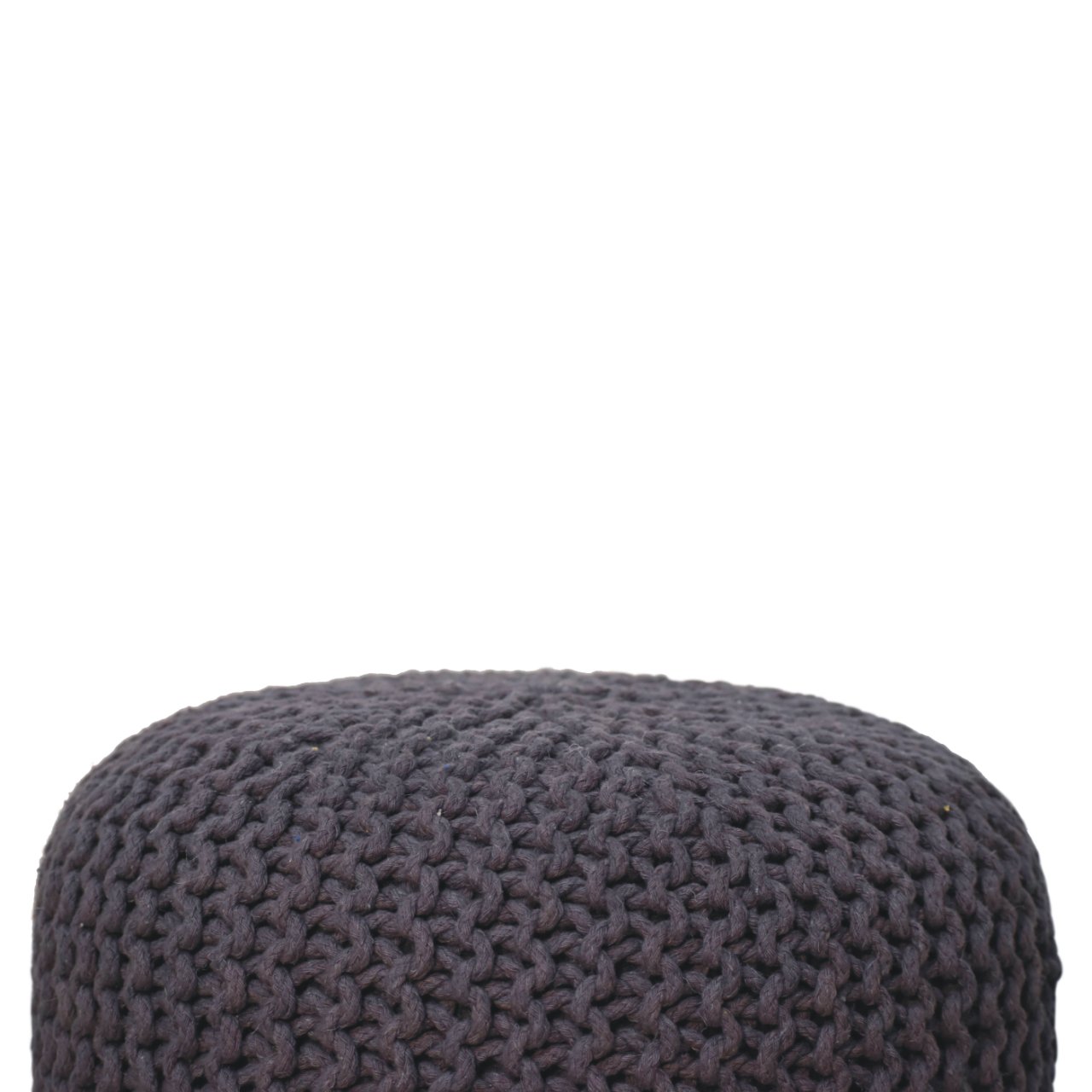 Solid Mango Wood Oak Finished Keeva Grey Woven Round Footstool - Image 5