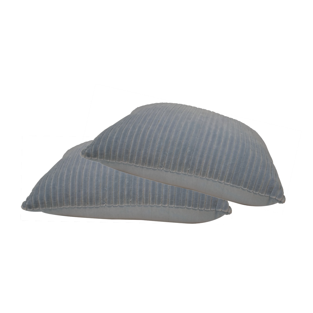 Solid Mango Wood Set of 2 Ribbed Grey Cushions - Image 2