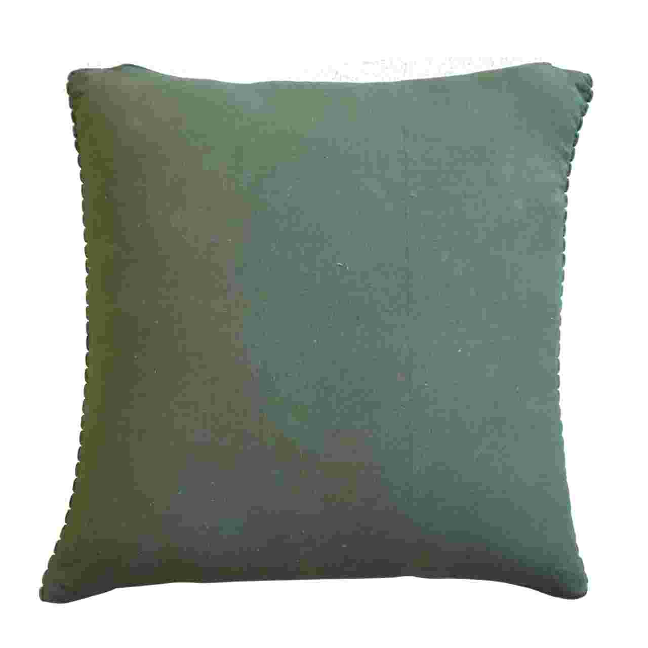 Solid Mango Wood Set of 2 Ribbed Green Cushions - Image 7