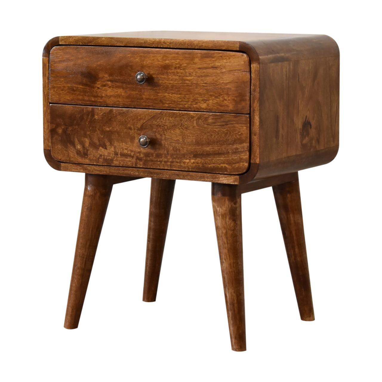 Solid Mango Wood Curved Chestnut Bedside - Image 3