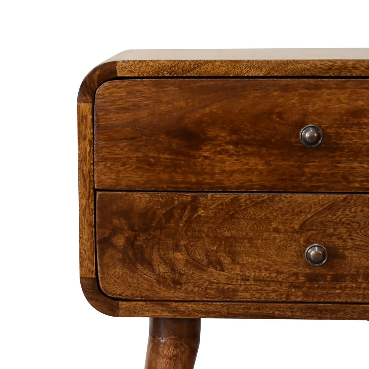 Solid Mango Wood Curved Chestnut Bedside - Image 4