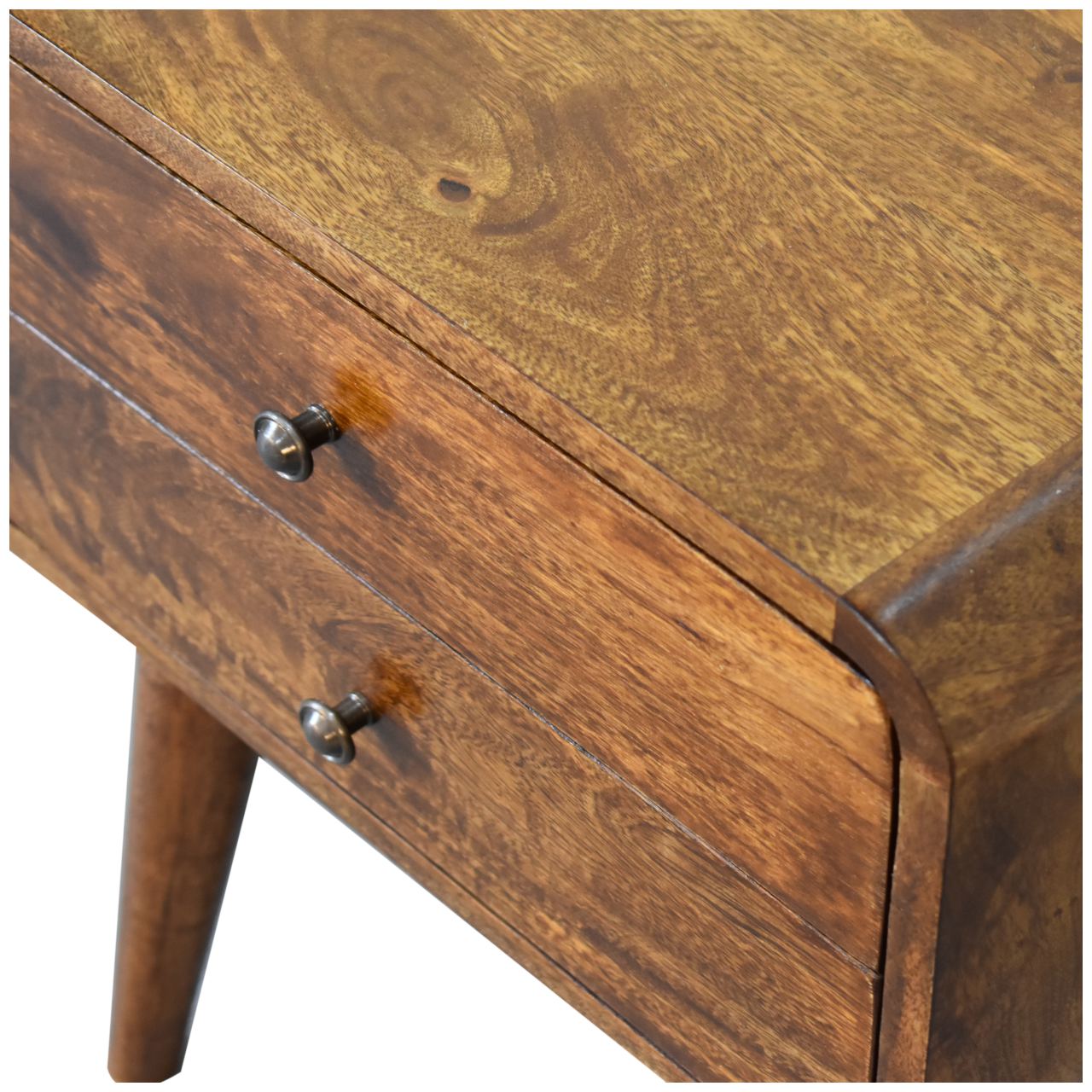 Solid Mango Wood Curved Chestnut Bedside - Image 5