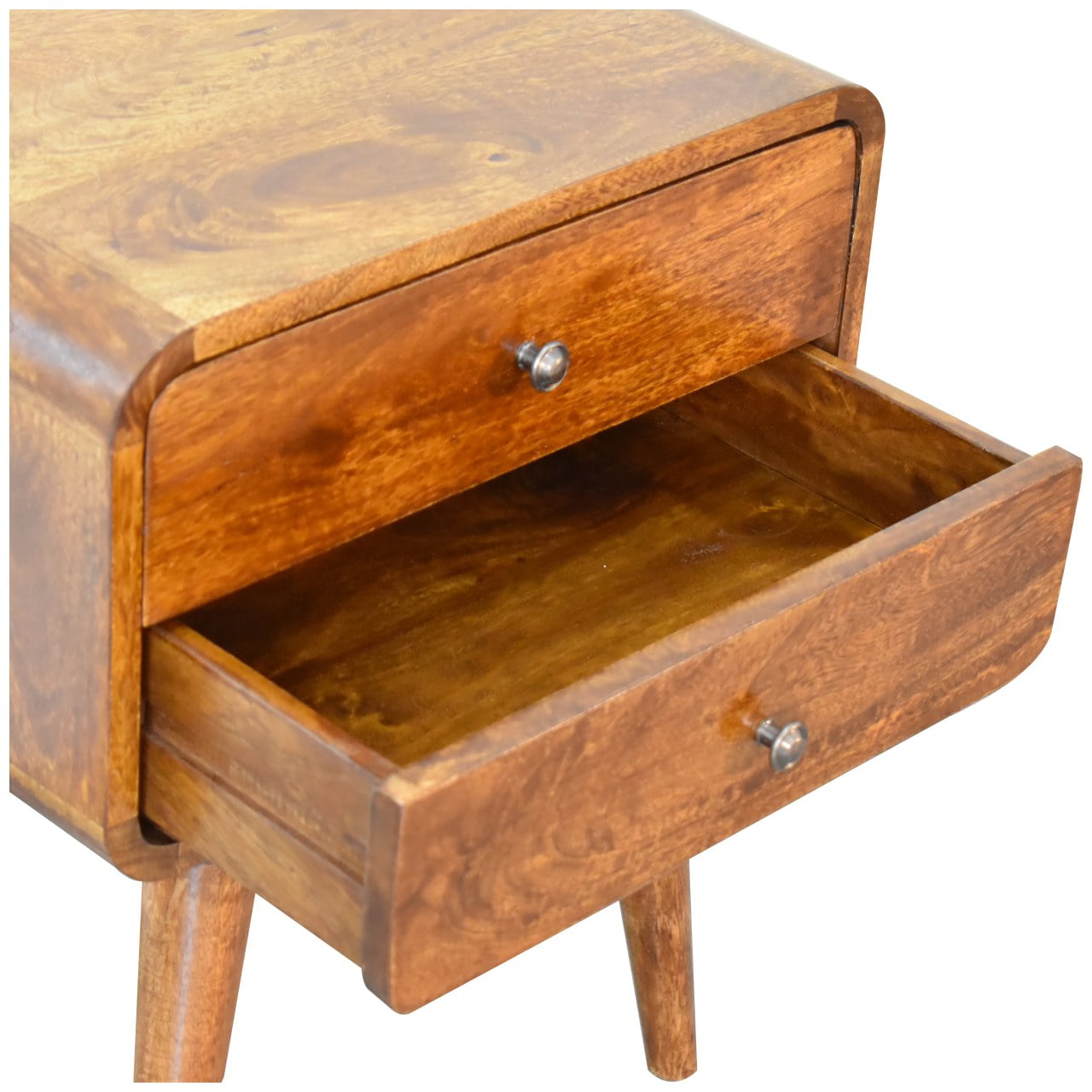 Solid Mango Wood Curved Chestnut Bedside - Image 6