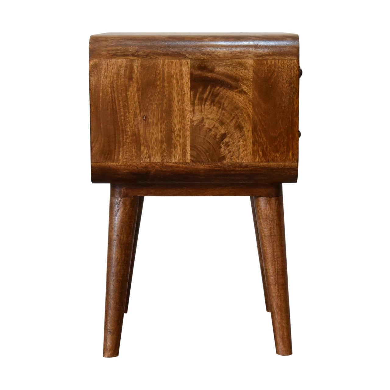 Solid Mango Wood Curved Chestnut Bedside