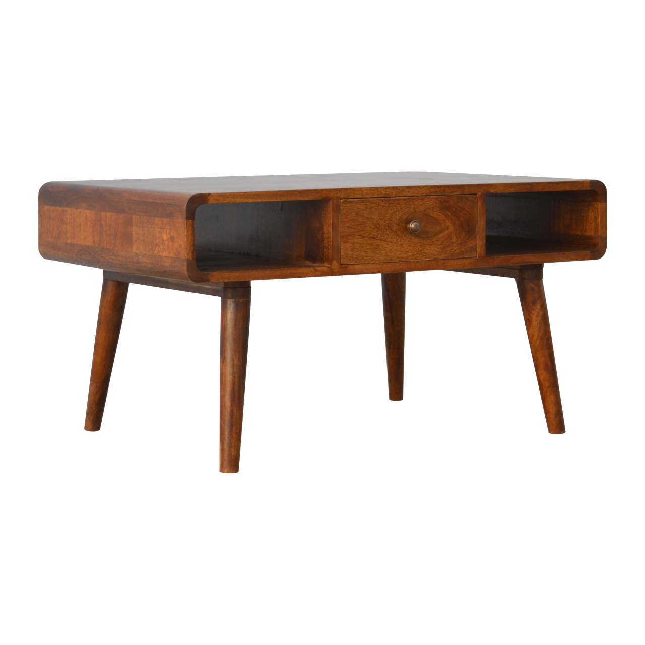 Solid Mango Wood Curved Chestnut Coffee Table - Image 8