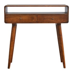 Solid Mango Wood Curved Chestnut Console Table