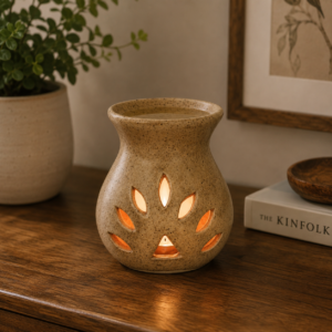 Solid Mango Wood Beige Cut out Oil Burner Ylang Ylang, White Lotus, Lavender (Summer)