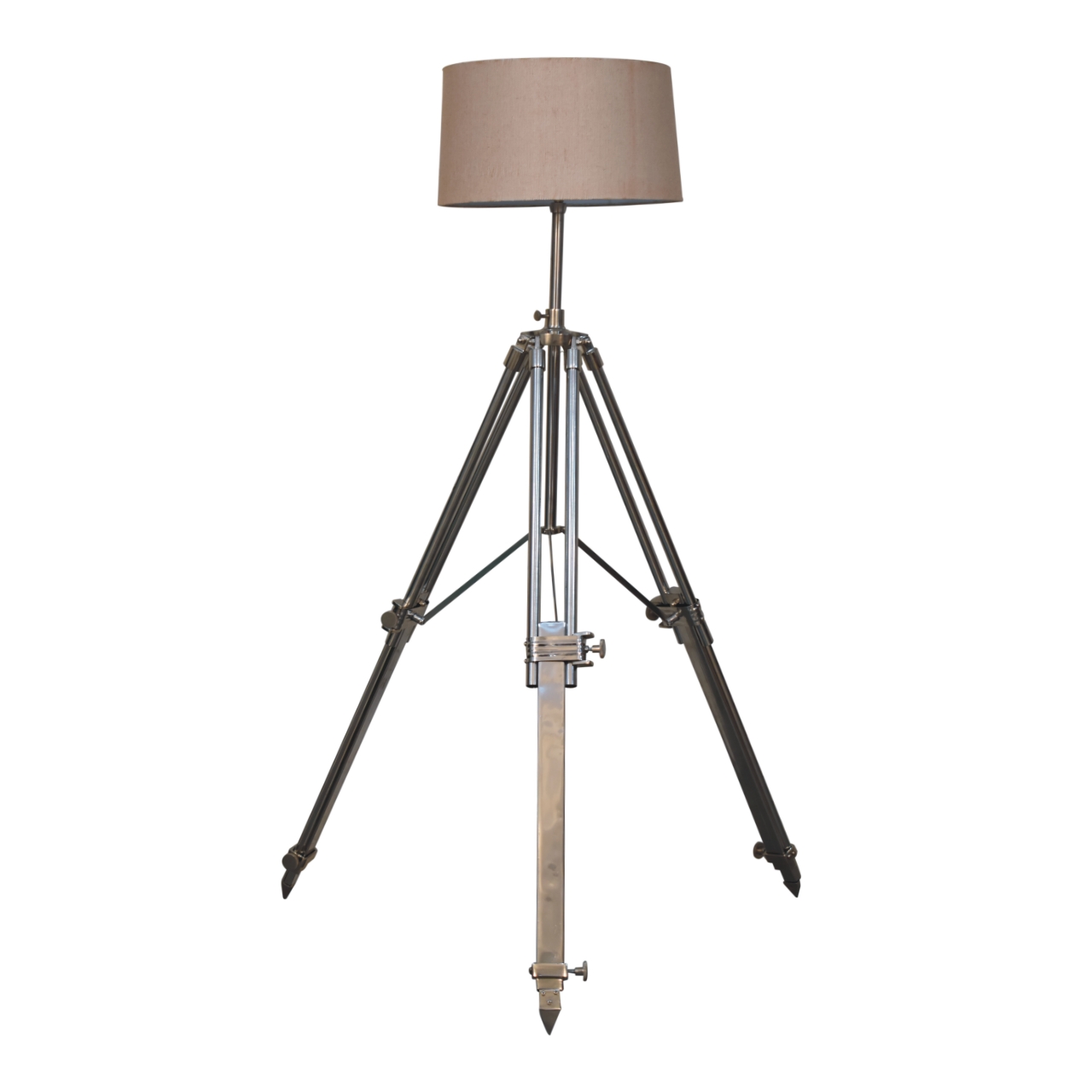 Solid Mango Wood Chrome Tripod Lamp - Image 3