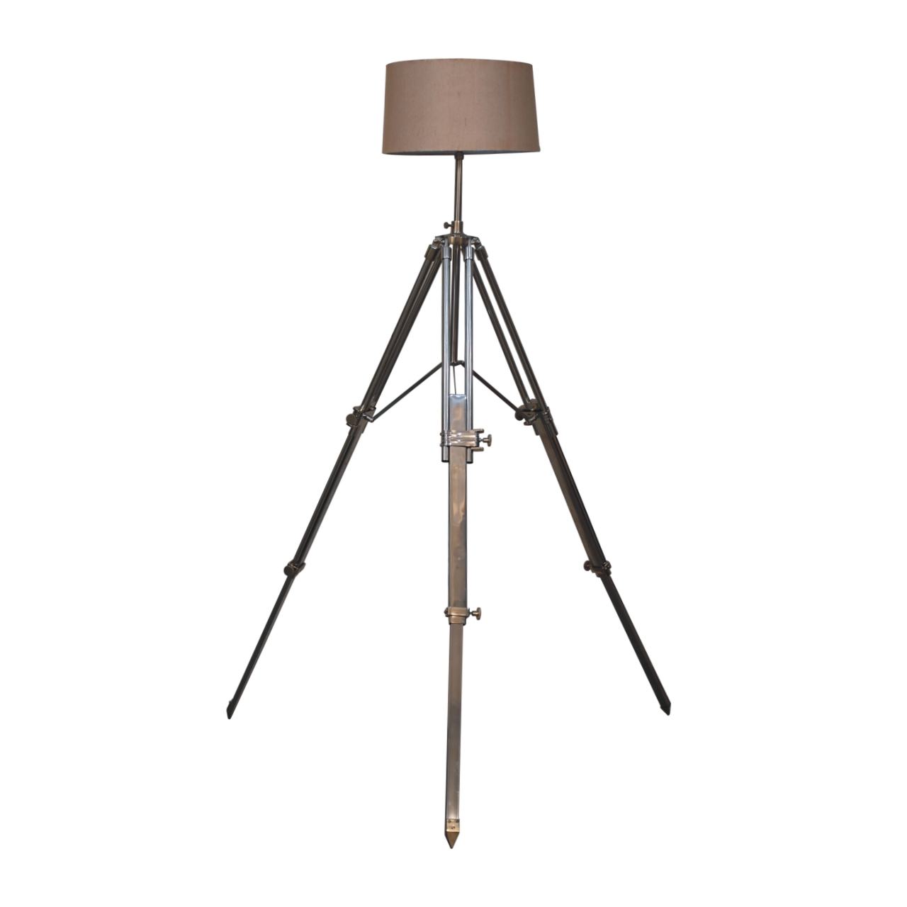 Solid Mango Wood Chrome Tripod Lamp - Image 4