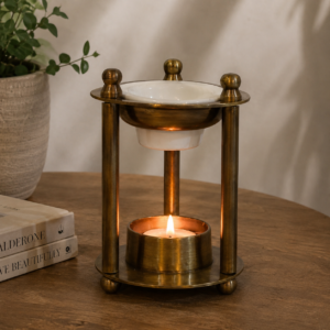 Solid Mango Wood Brass Antique Burner Set Jasmine, Cinnamon, Citronella