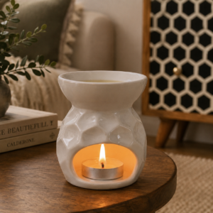 Solid Mango Wood Taya White Oil Burner Set