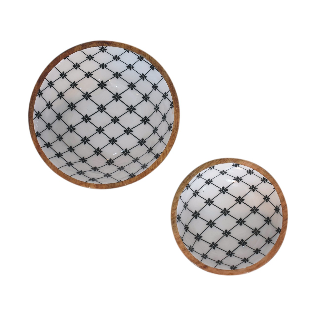Solid Mango Wood 2x Lacquered Flower Bowl Set - Image 6