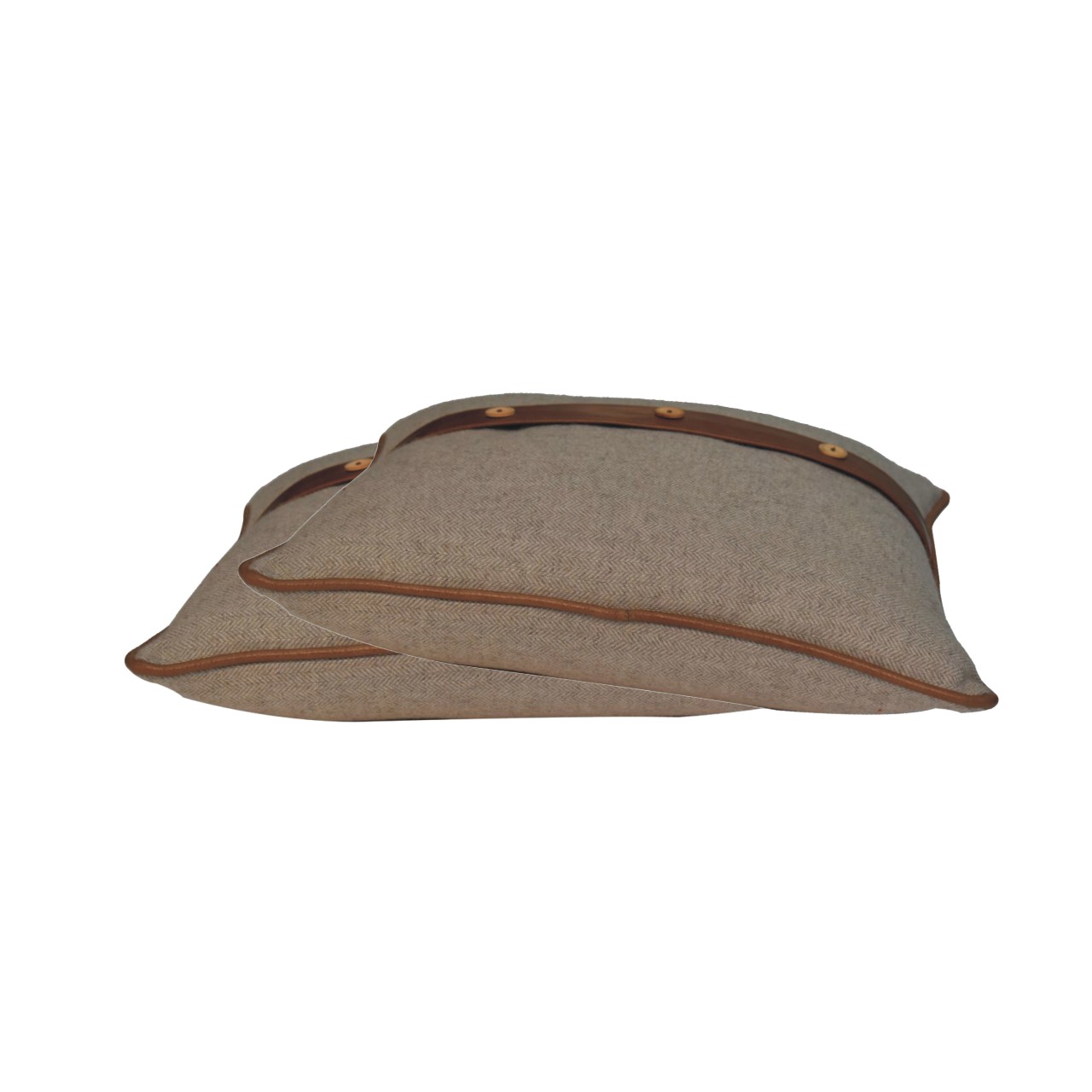 Solid Mango Wood Quin Leather Sand Cushion Set of 2 - Image 2
