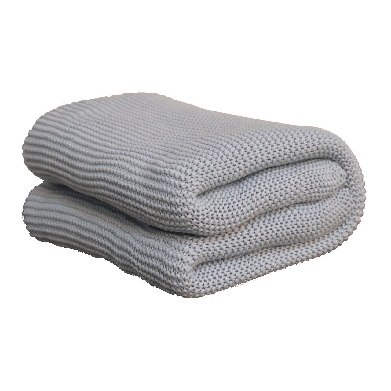 Solid Mango Wood Double Blue Knit Throw - Image 2