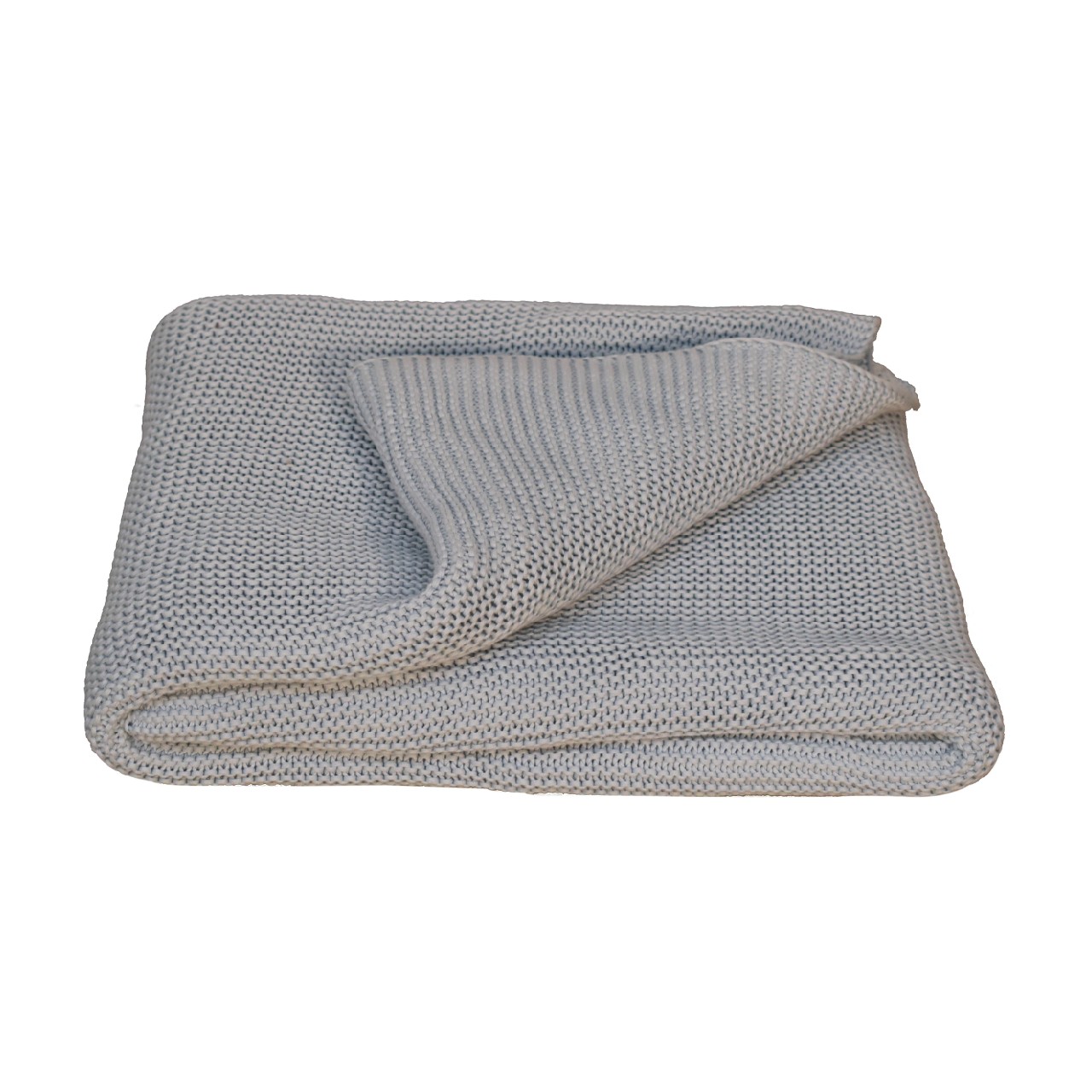 Solid Mango Wood Double Blue Knit Throw - Image 4