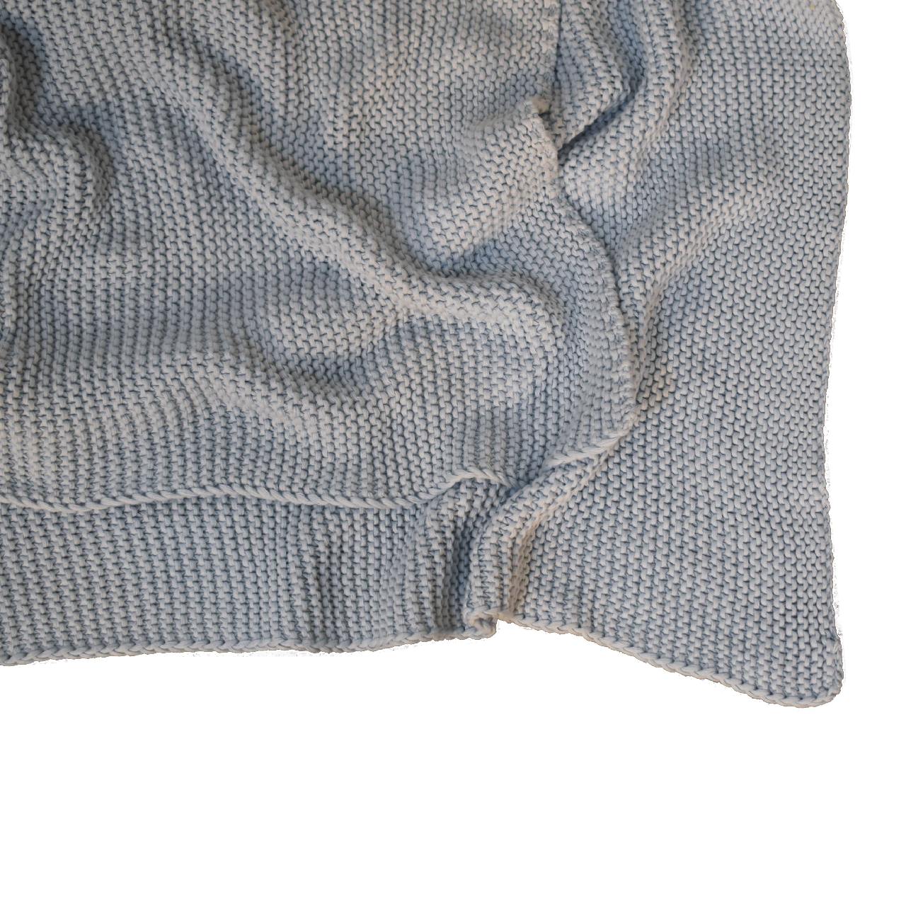 Solid Mango Wood Double Blue Knit Throw - Image 6