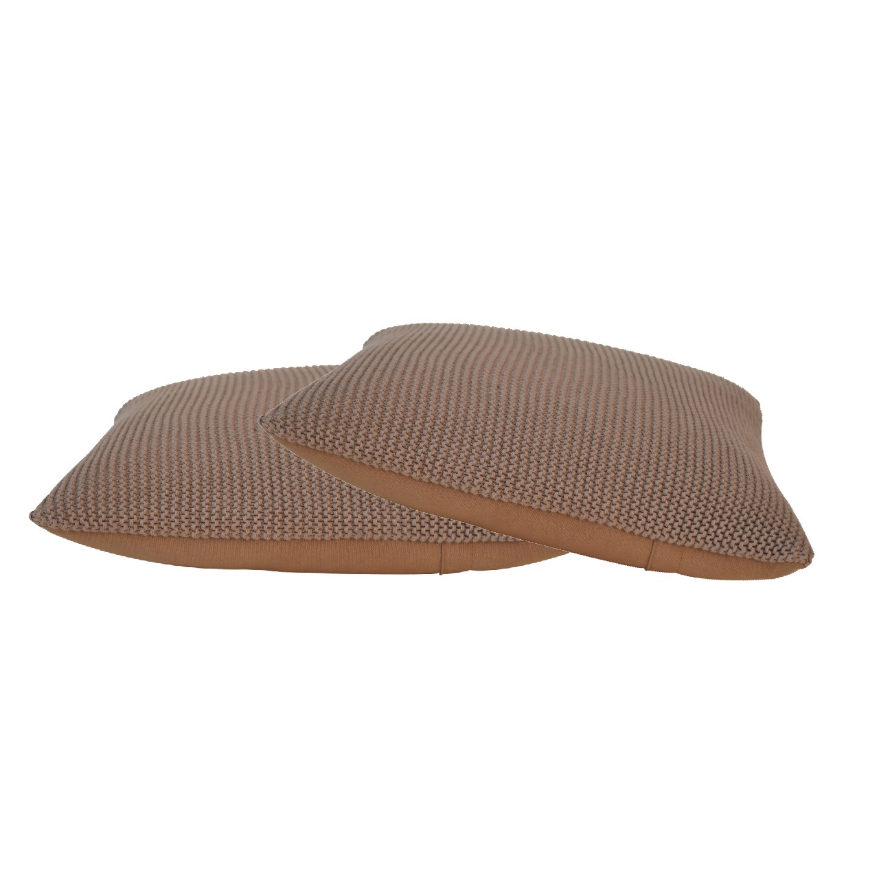 Solid Mango Wood Brown Cotton Cushion Set of 2 - Image 2
