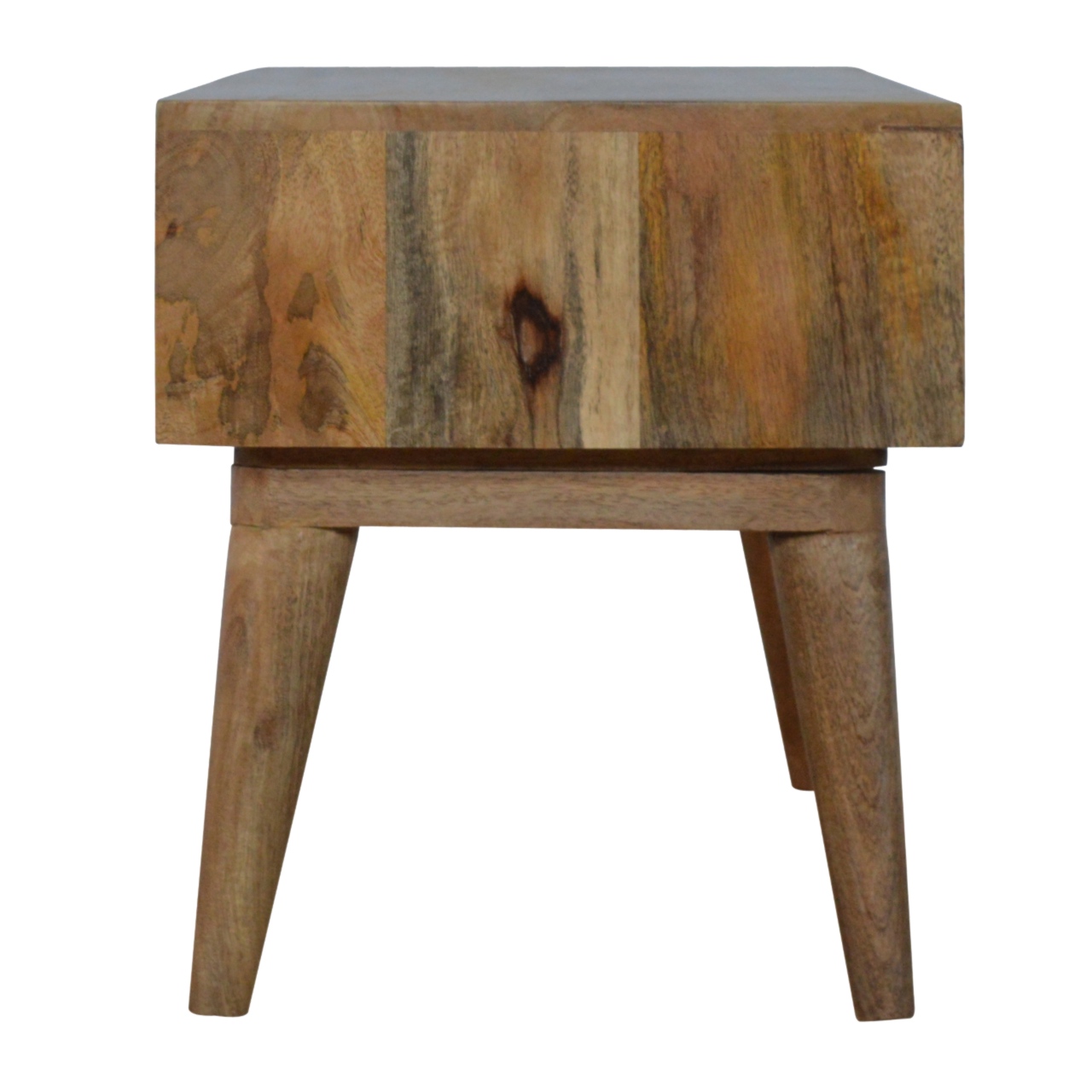 Solid Mango Wood Oak Finished Green & White Hand Painted 2 Drawer 1 Slot Media Unit - Image 7