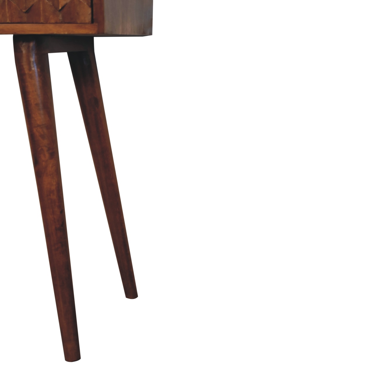 Solid Mango Wood Chestnut Finished Pineapple Carved 2 Drawer Console Table - Image 6
