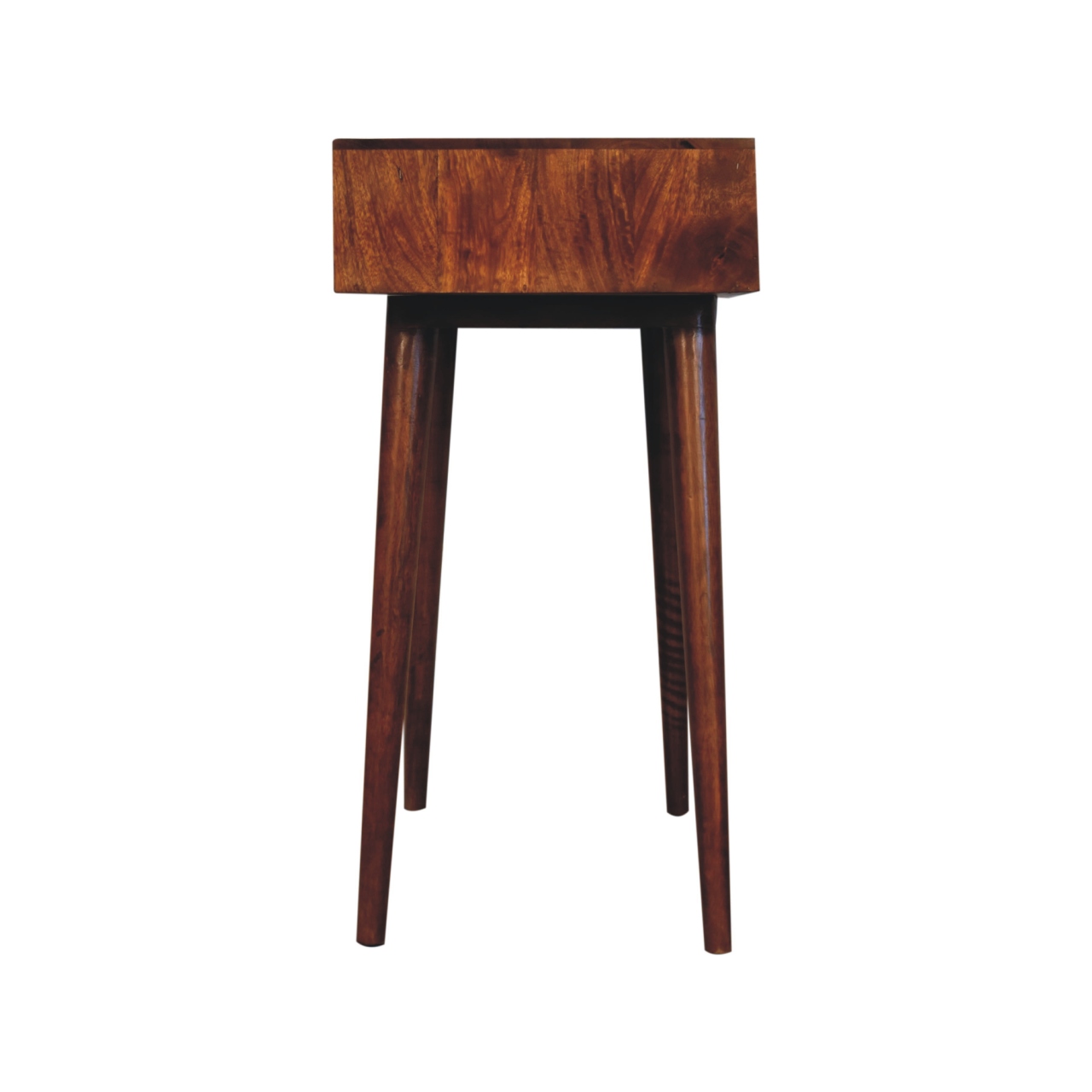 Solid Mango Wood Chestnut Finished Pineapple Carved 2 Drawer Console Table - Image 7