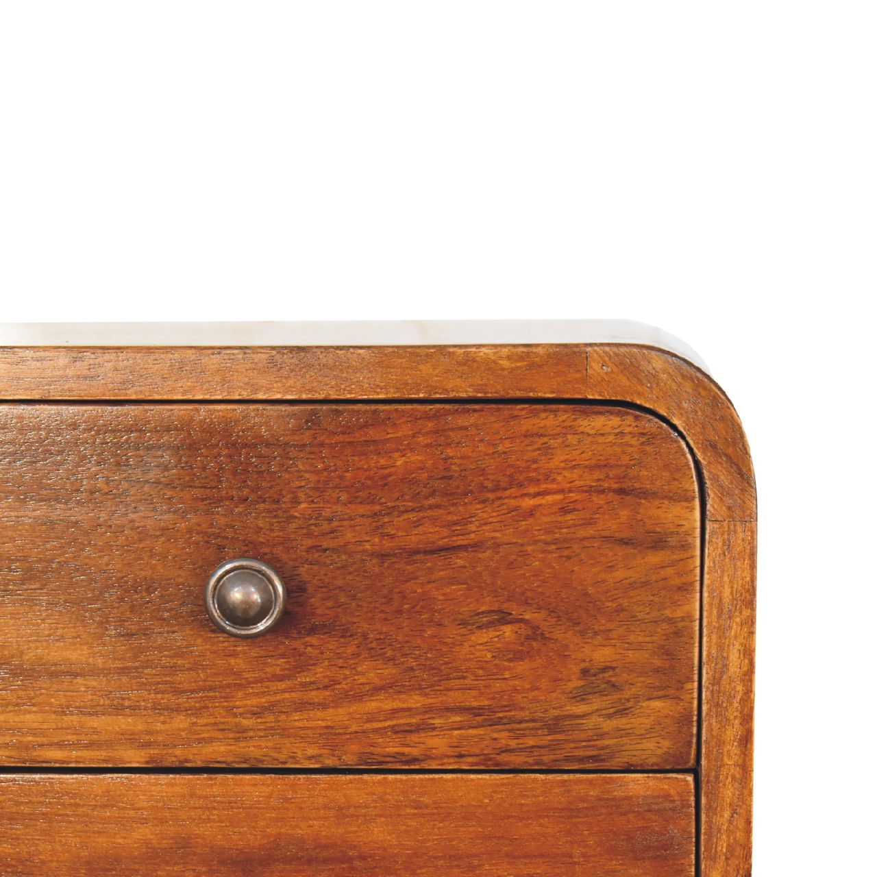 Solid Mango Wood Chestnut Finished 2 Drawer Floating Mini Bedside - Image 4