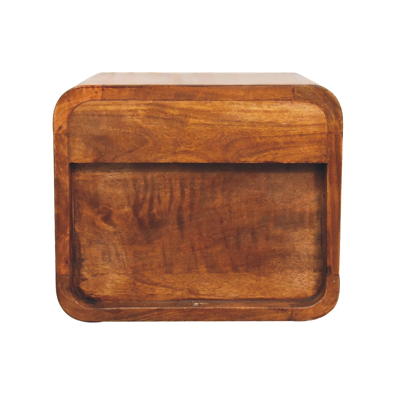 Solid Mango Wood Chestnut Finished 2 Drawer Floating Mini Bedside - Image 8