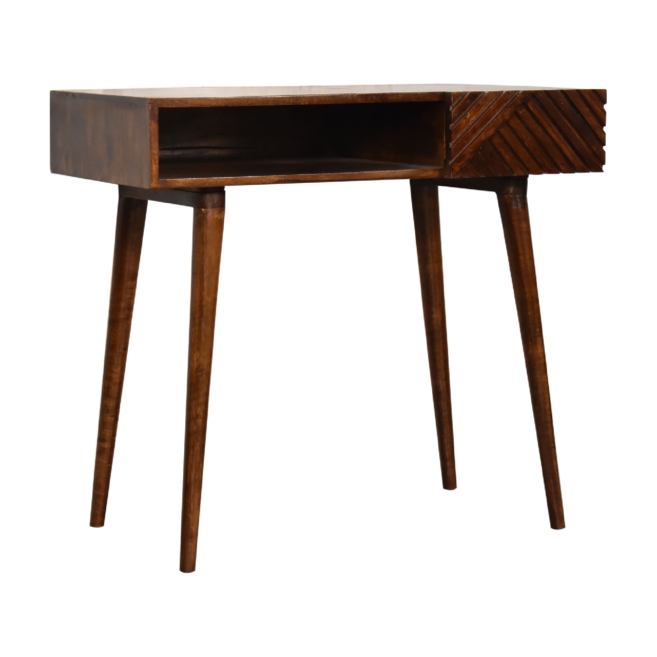 Solid Mango Wood Chestnut Finished Lille 1 Drawer 1 Slot Writing Desk - Image 3