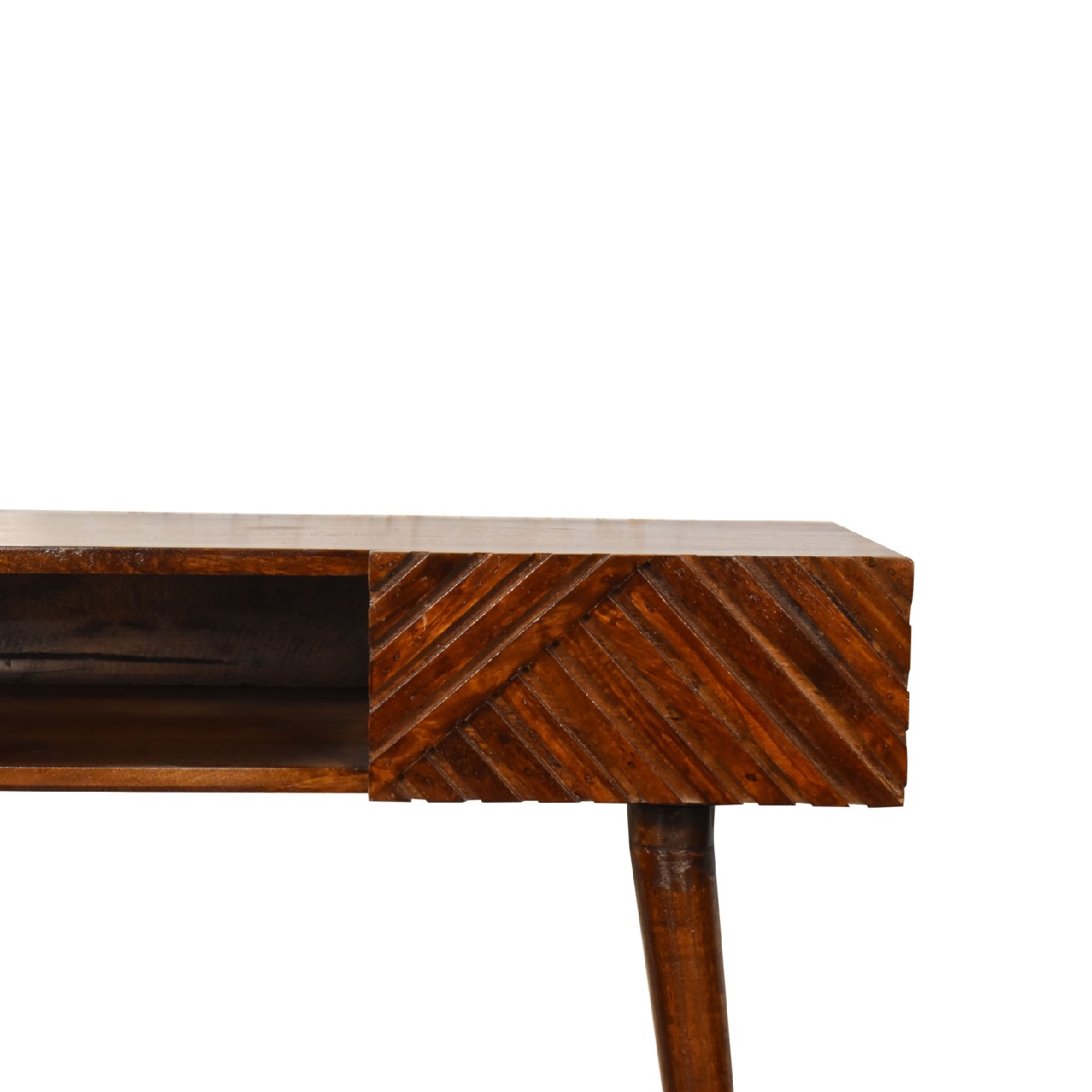 Solid Mango Wood Chestnut Finished Lille 1 Drawer 1 Slot Writing Desk - Image 4