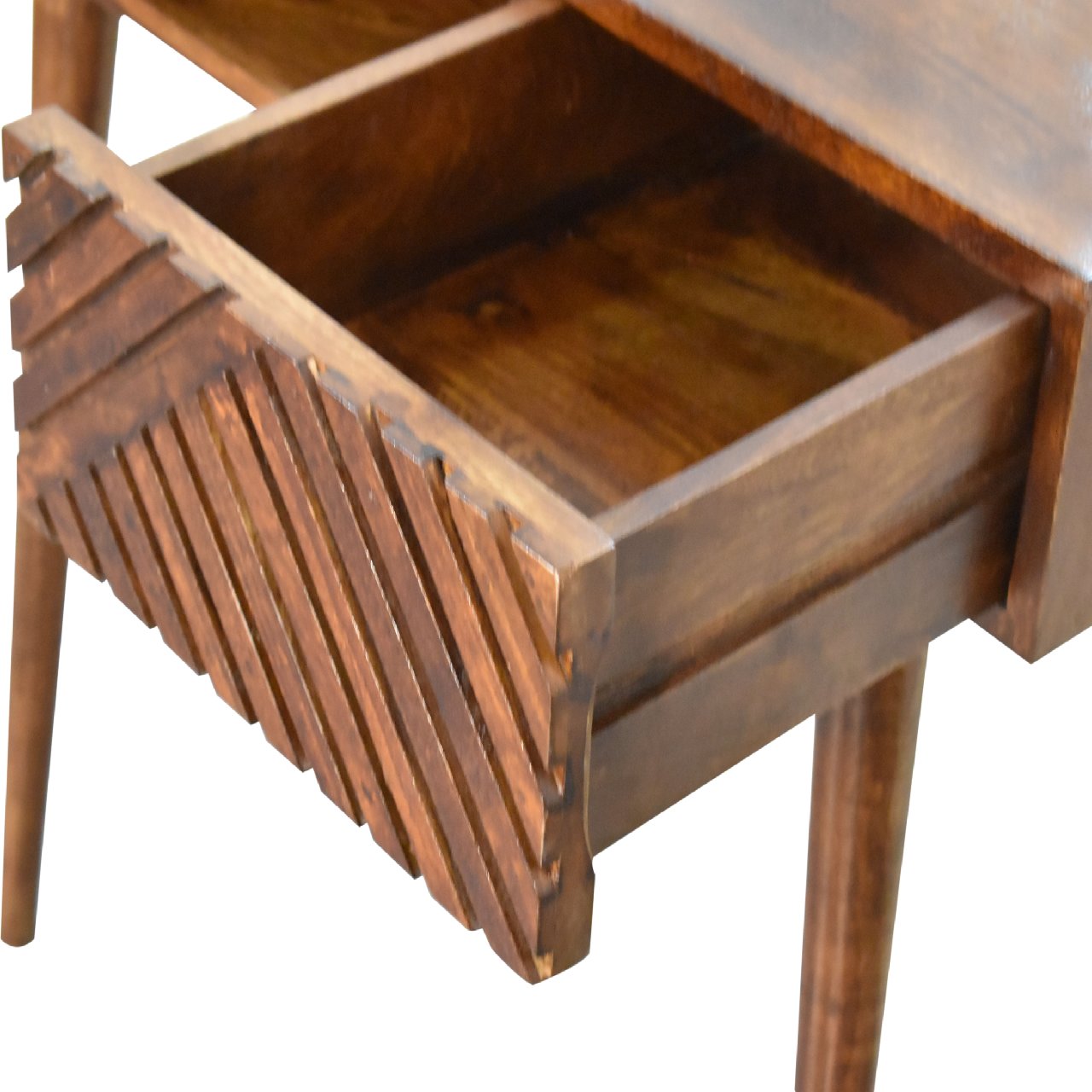 Solid Mango Wood Chestnut Finished Lille 1 Drawer 1 Slot Writing Desk - Image 6