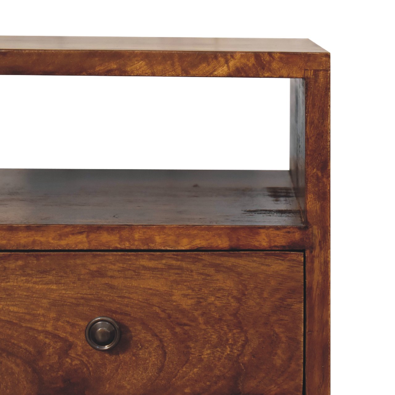 Solid Mango Wood Chestnut Finished 2 Drawer 1 Slot Mini Classic Bedside - Image 4