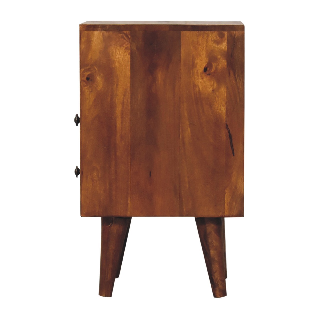 Solid Mango Wood Chestnut Finished 2 Drawer 1 Slot Mini Classic Bedside - Image 8