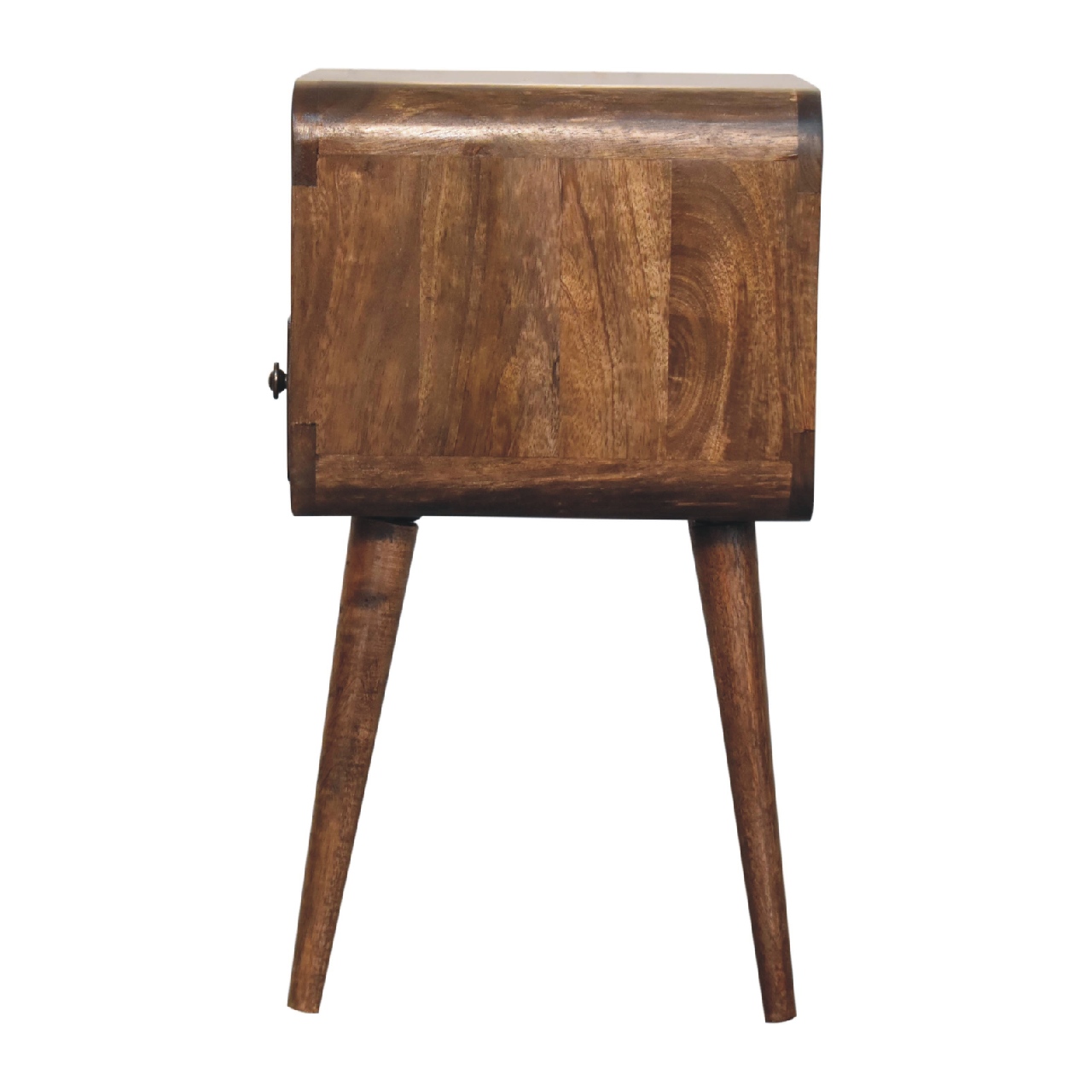Solid Mango Wood Grey Washed 1 Drawer 1 Slot Mini Curve Open Bedside - Image 7