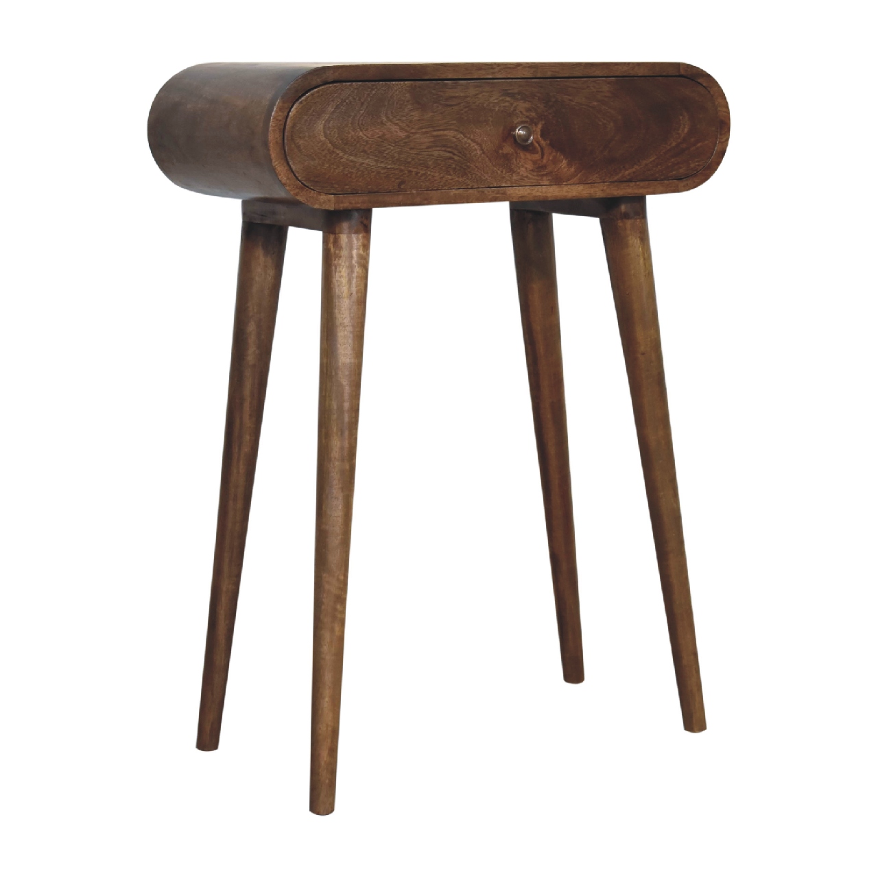 Solid Mango Wood Grey Washed Finished 1 Drawer Mini Console Table - Image 2