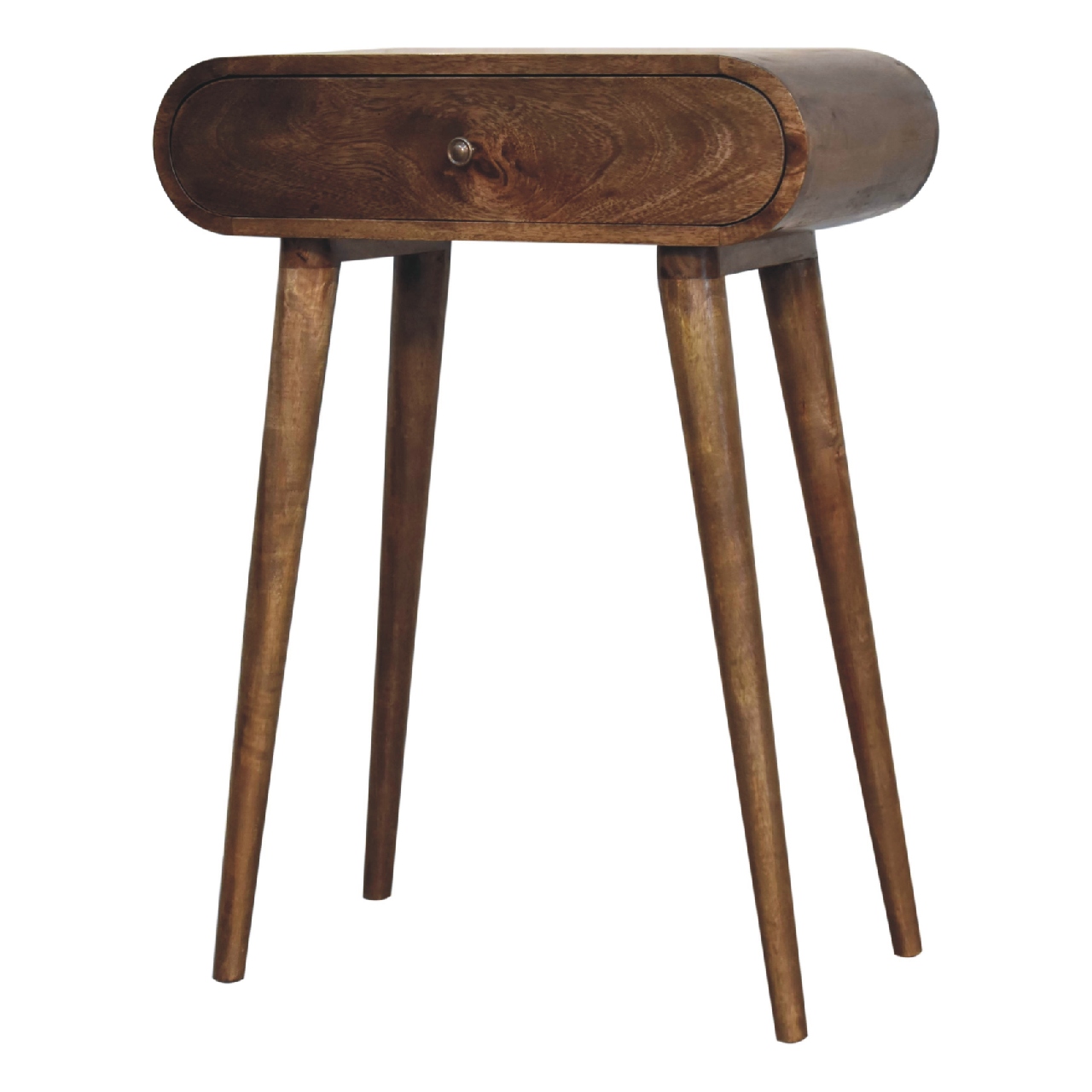 Solid Mango Wood Grey Washed Finished 1 Drawer Mini Console Table - Image 3