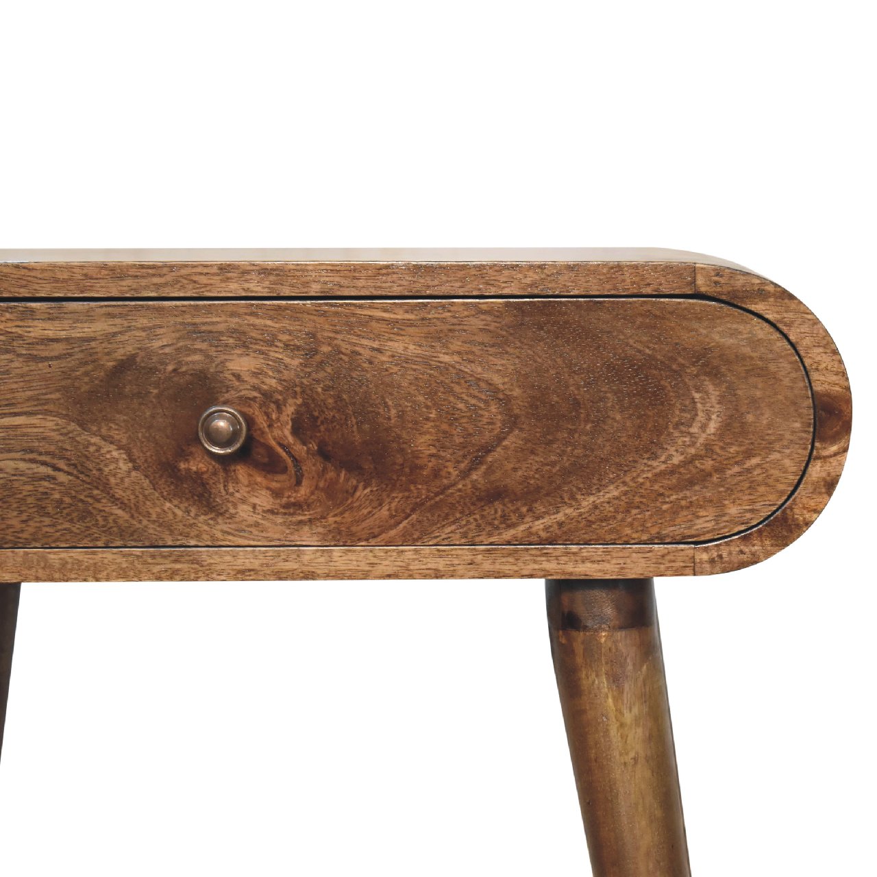 Solid Mango Wood Grey Washed Finished 1 Drawer Mini Console Table - Image 4