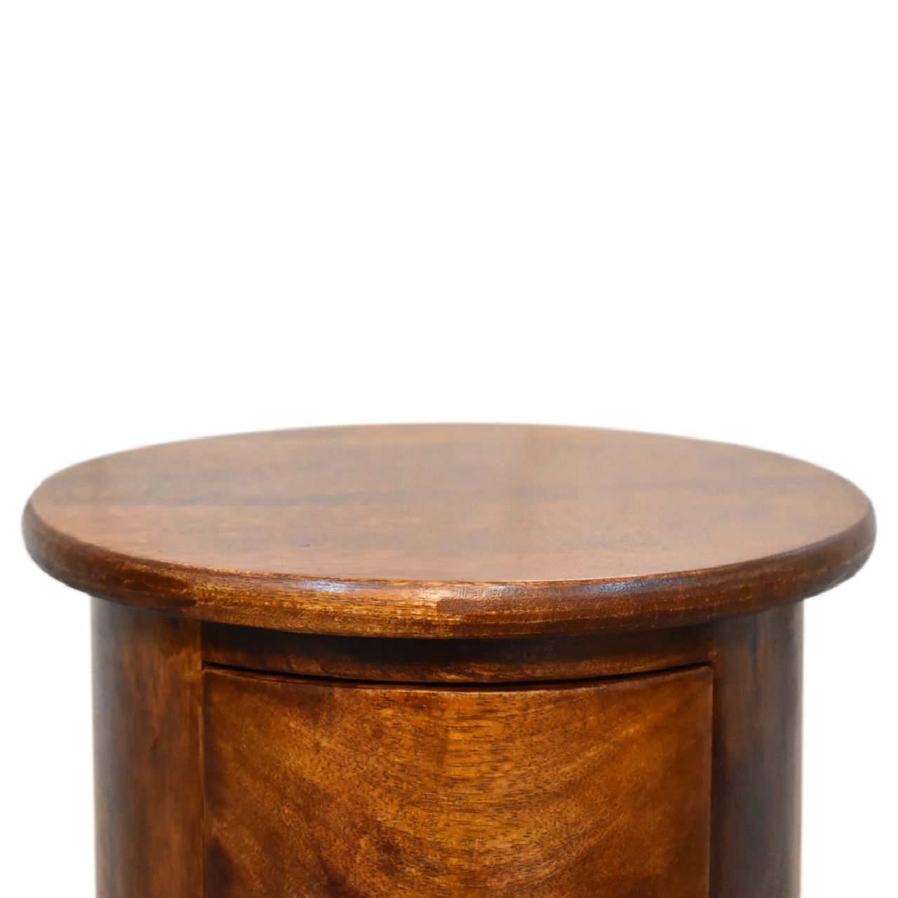 Solid Mango Wood Chestnut Finished 2 Drawer Drum Mini Chest - Image 4