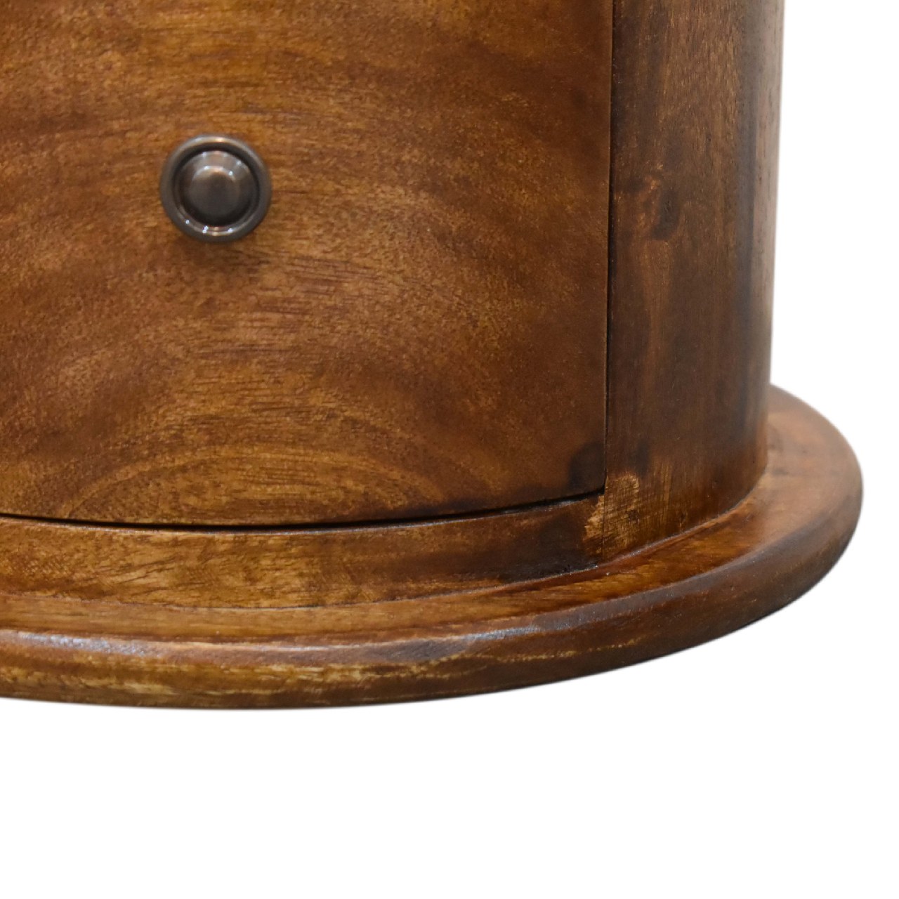 Solid Mango Wood Chestnut Finished 2 Drawer Drum Mini Chest - Image 7