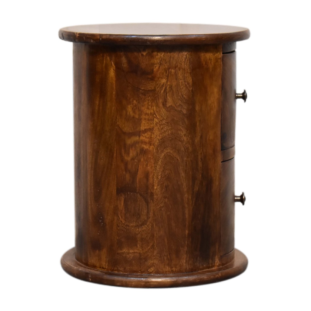 Solid Mango Wood Chestnut Finished 2 Drawer Drum Mini Chest - Image 8