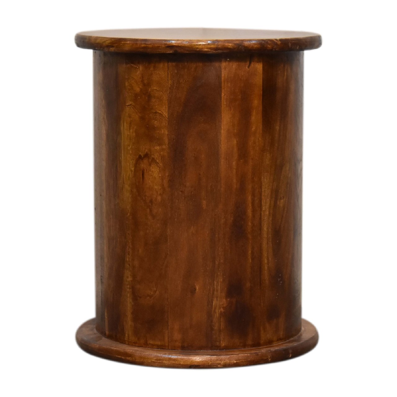 Solid Mango Wood Chestnut Finished 2 Drawer Drum Mini Chest - Image 9