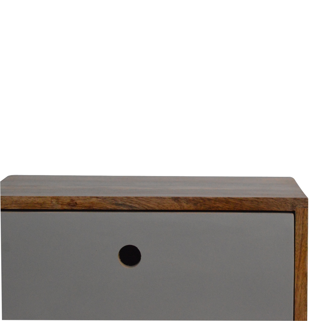 Solid Mango Wood Oak Finished 2 Drawers Two Tone Hand Painted Bedside - Image 4