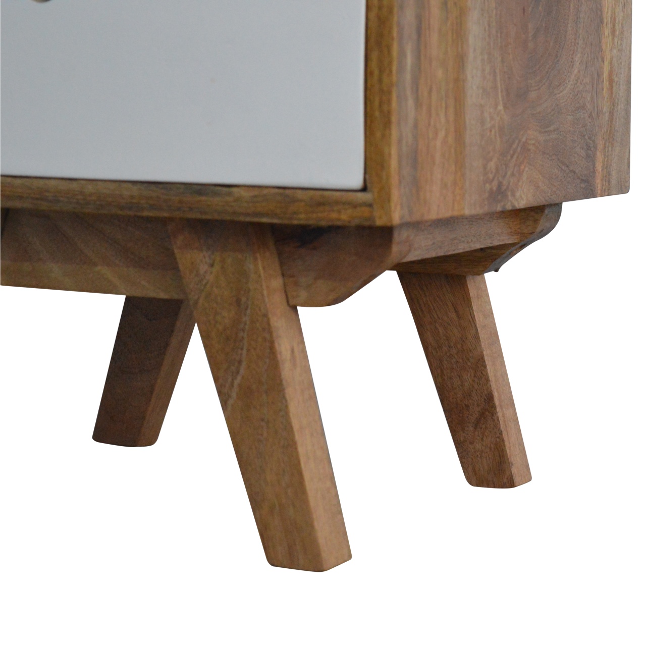Solid Mango Wood Oak Finished 2 Drawers Two Tone Hand Painted Bedside - Image 7