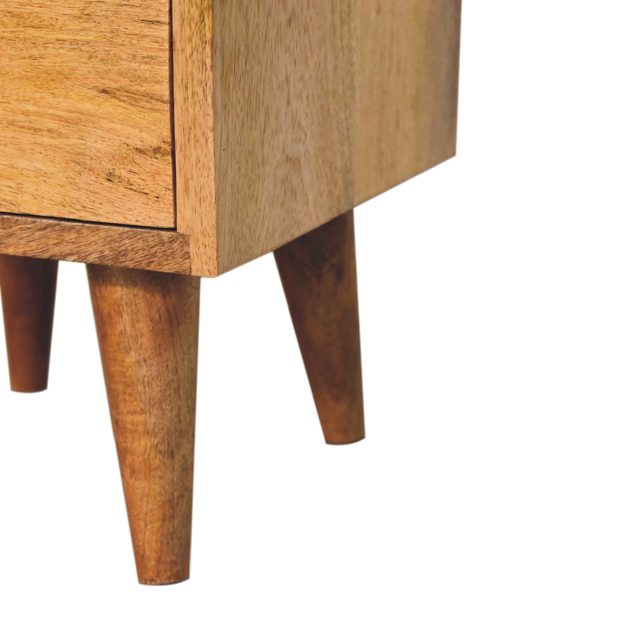 Solid Mango Wood Multi Oak Finished 2 Drawer 1 Slot Mini Classic Bedside - Image 7