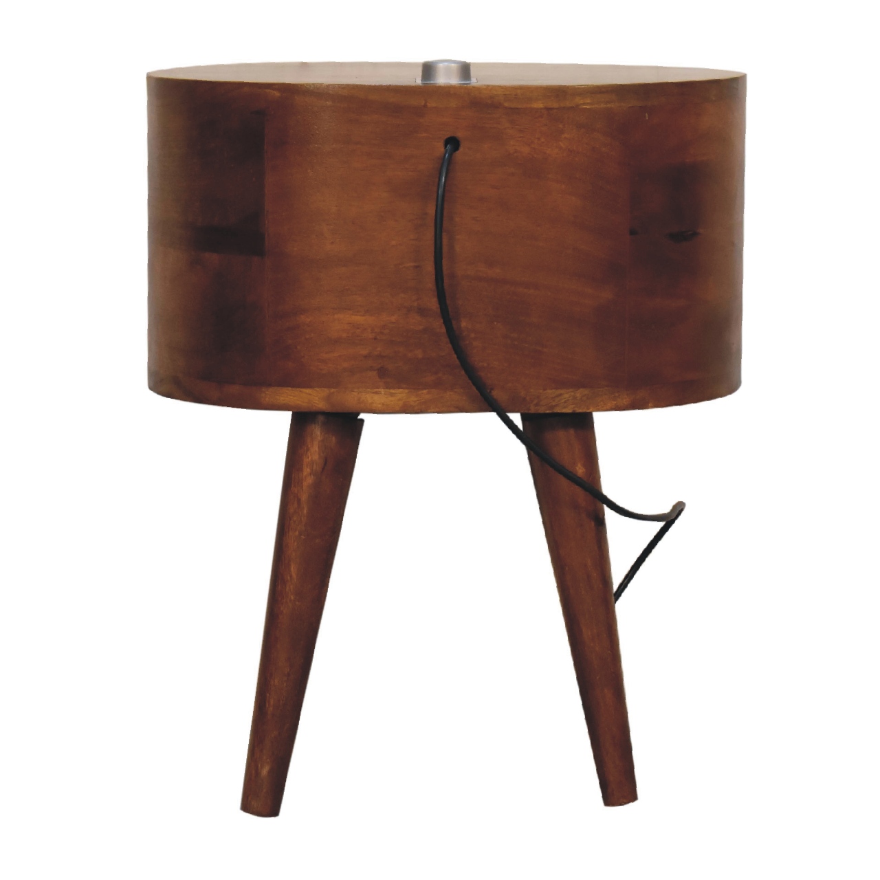 Solid Mango Wood Chestnut Finished Rounded 2 Drawer Mini Bedside with Reading Light - Image 8