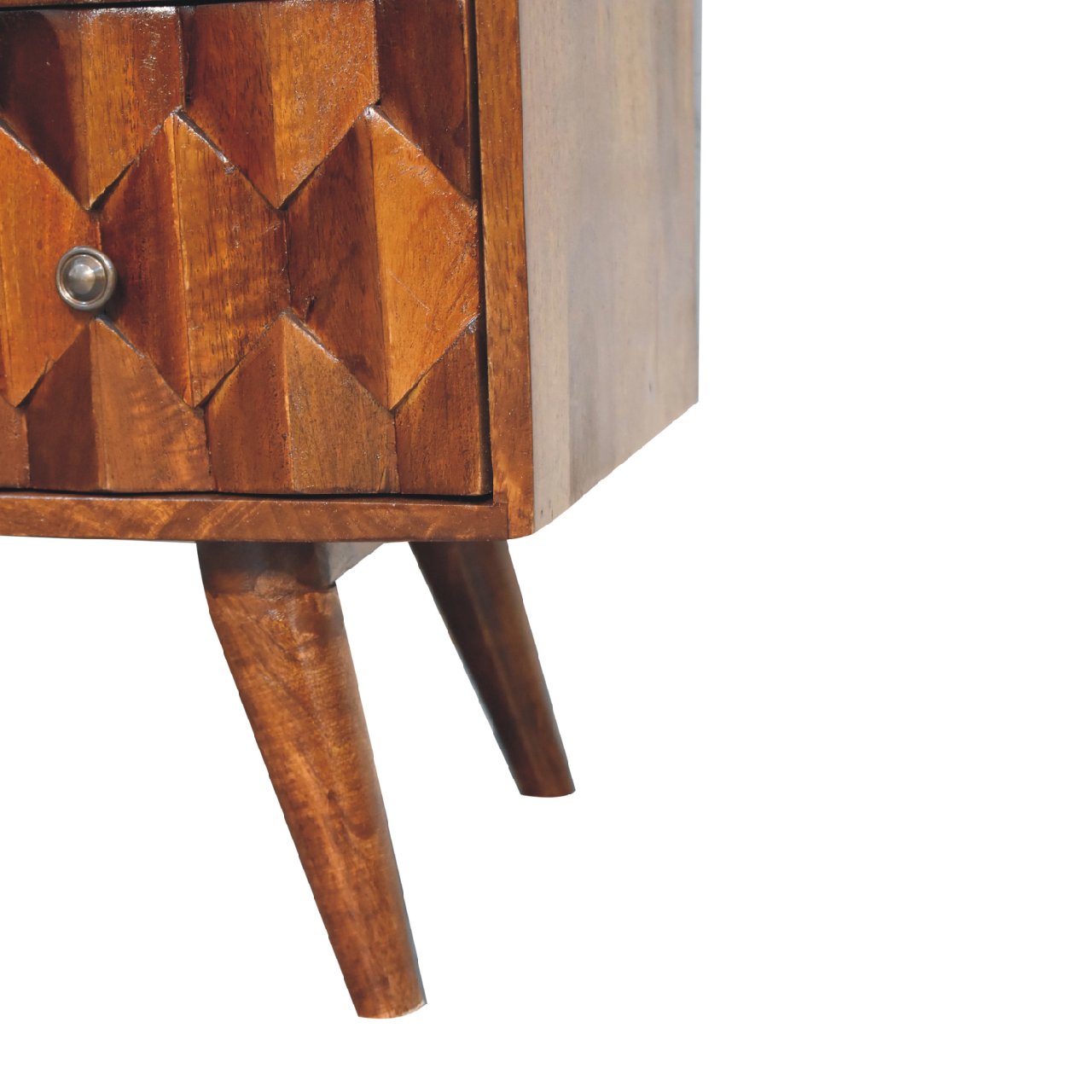 Solid Mango Wood Chestnut Finished Pineapple Patterned 3 Drawer Chest - Image 6