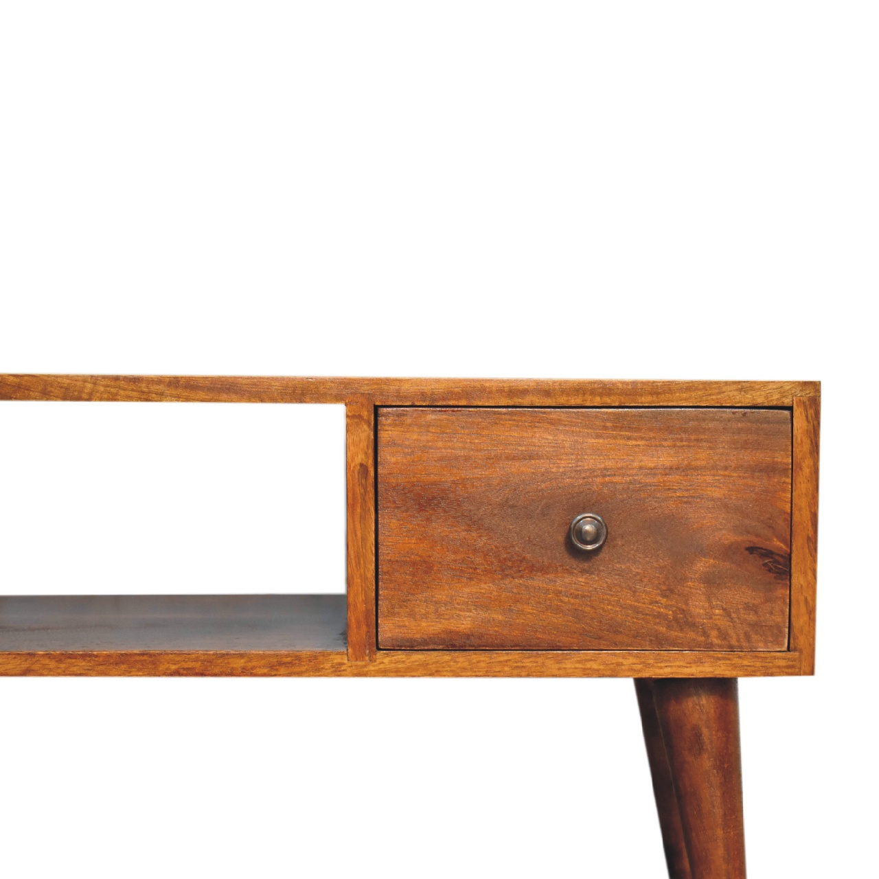 Solid Mango Wood Chestnut Finished 2 Drawer 1 Slot Classic Coffee Table - Image 4