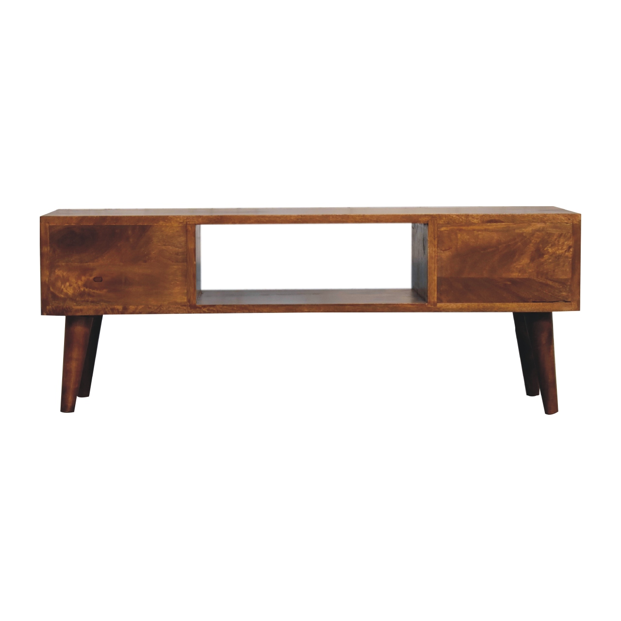 Solid Mango Wood Chestnut Finished 2 Drawer 1 Slot Classic Coffee Table - Image 9