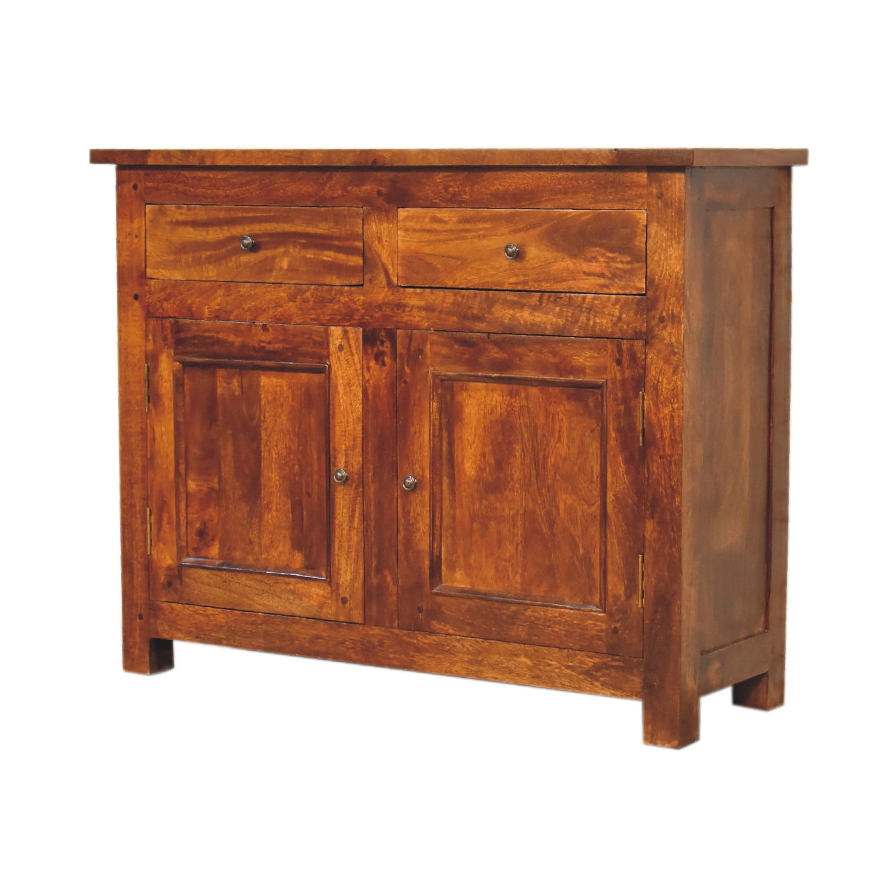 Solid Mango Wood Chestnut Finished 2 Drawer 2 Door Sideboard - Image 2