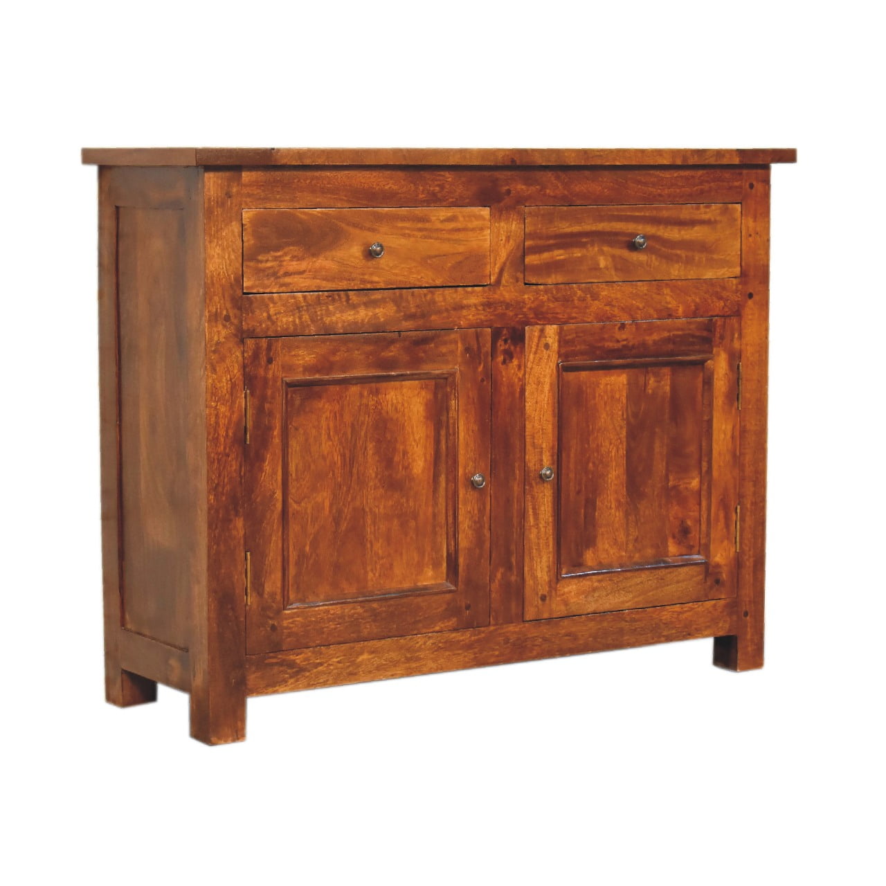 Solid Mango Wood Chestnut Finished 2 Drawer 2 Door Sideboard - Image 3