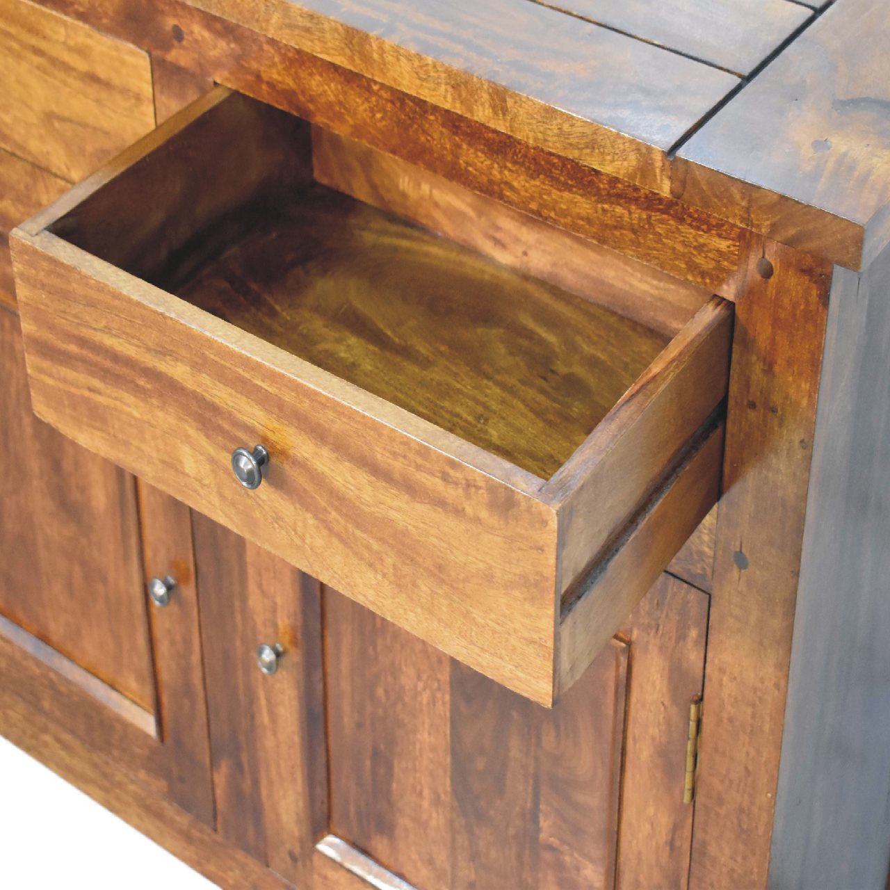 Solid Mango Wood Chestnut Finished 2 Drawer 2 Door Sideboard - Image 6